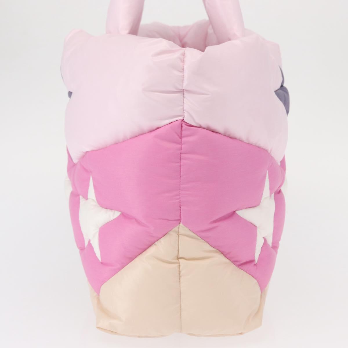 Miu Miu Padded Nylon Tote Bag Nylon Leather Pink Auth BA9224AM