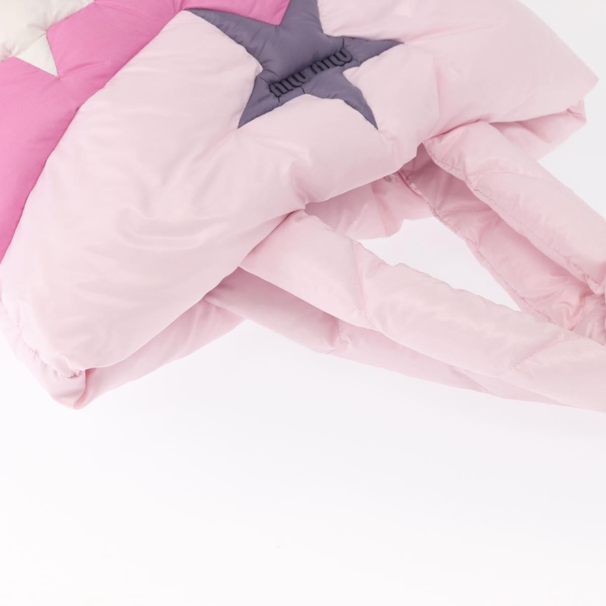 Miu Miu Padded Nylon Tote Bag Nylon Leather Pink Auth BA9224AM