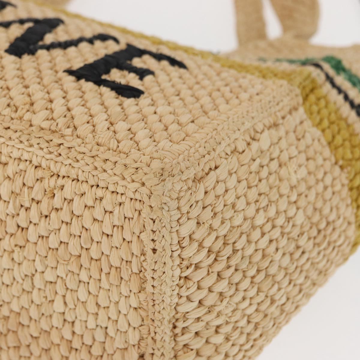 LOEWE Hand Bag Raffia 2way Beige Gold Auth BA9225V