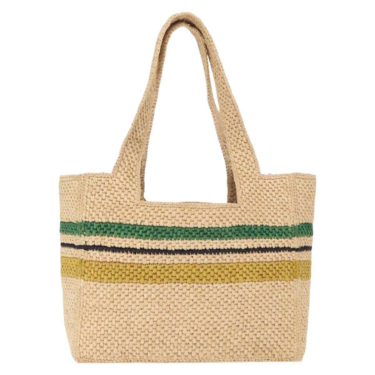 LOEWE Hand Bag Raffia 2way Beige Gold Auth BA9225V