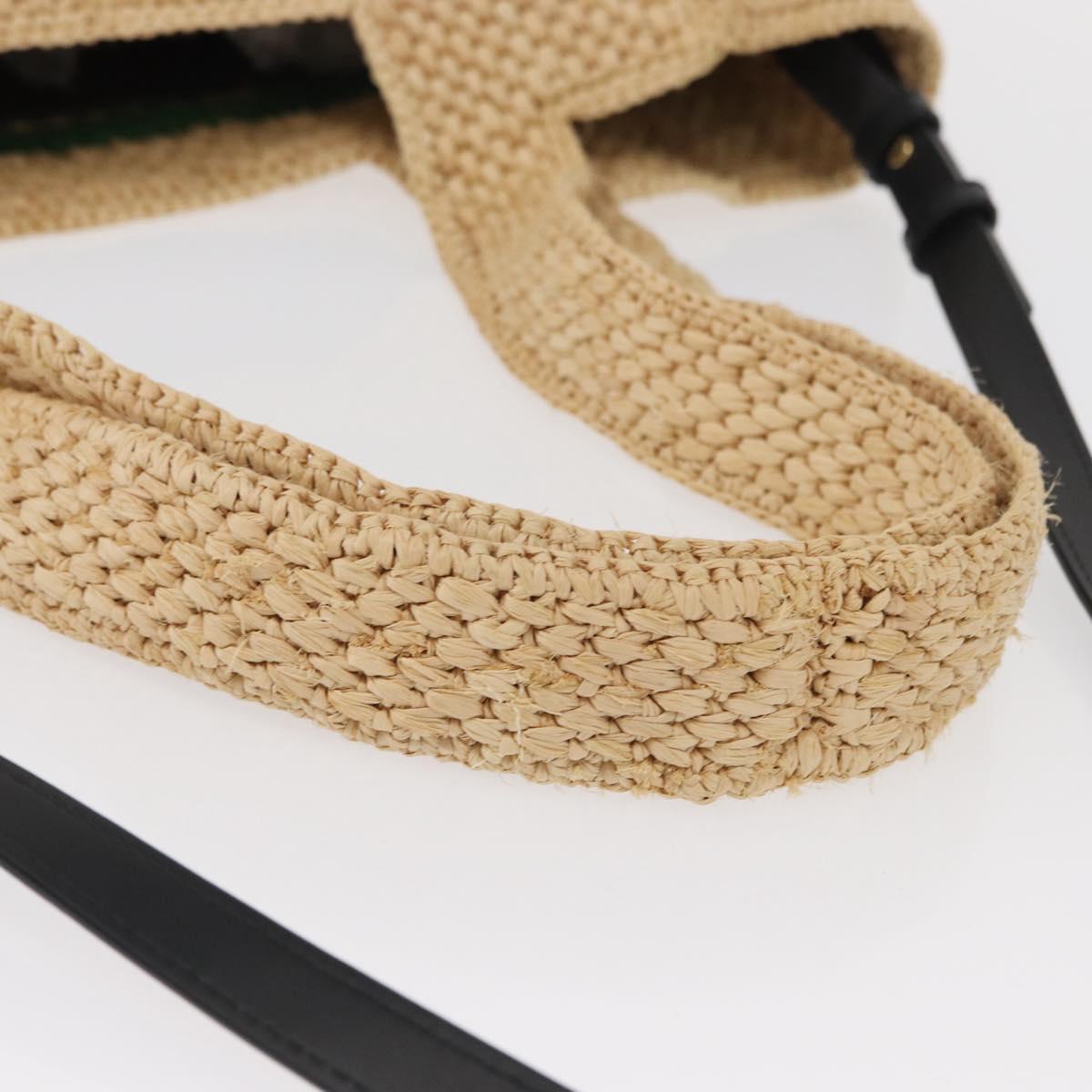 LOEWE Hand Bag Raffia 2way Beige Gold Auth BA9225V