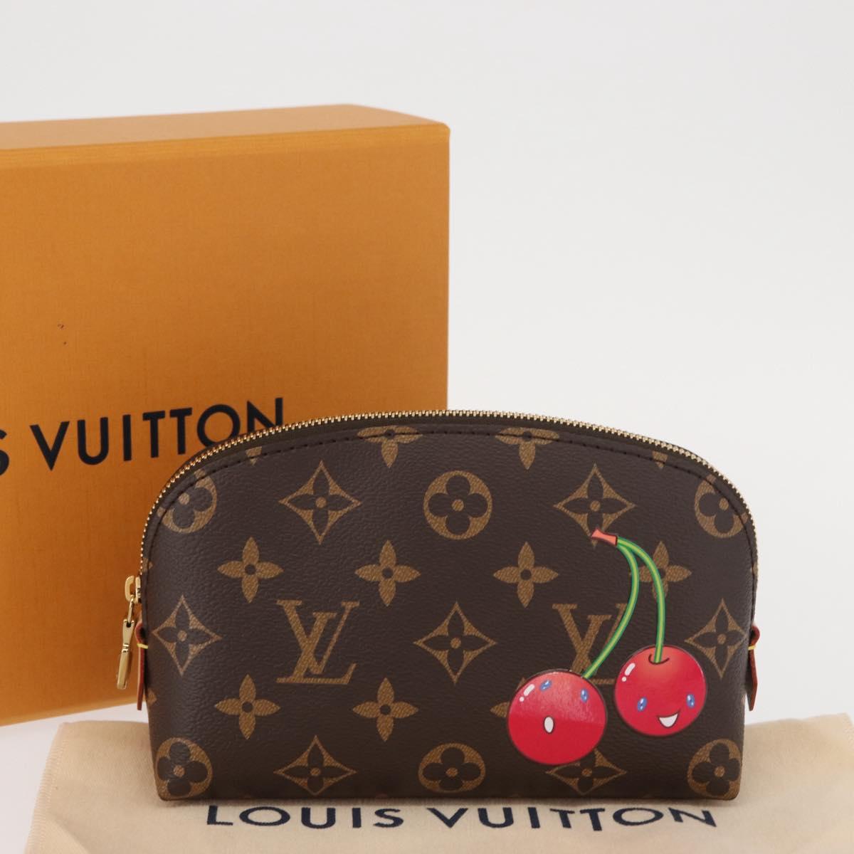 LOUIS VUITTON Monogram Cherry Pochette Cosmetic PM Pouch M13766 LV Auth BA9228SM