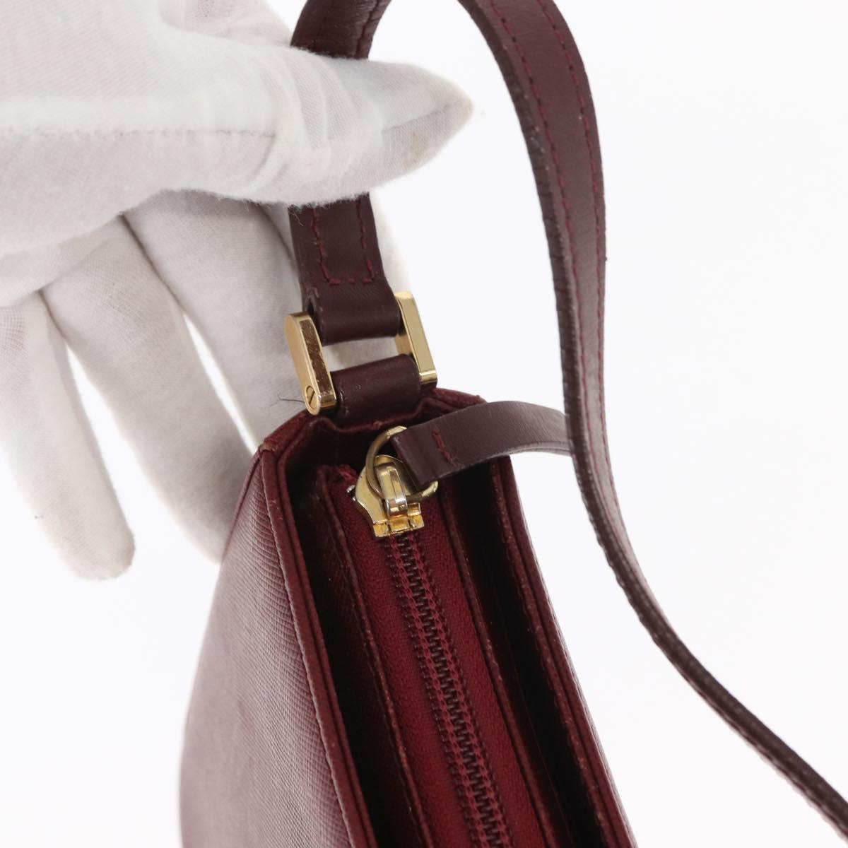 BURBERRY Shoulder Bag Leather Bordeaux Gold Auth BA9233