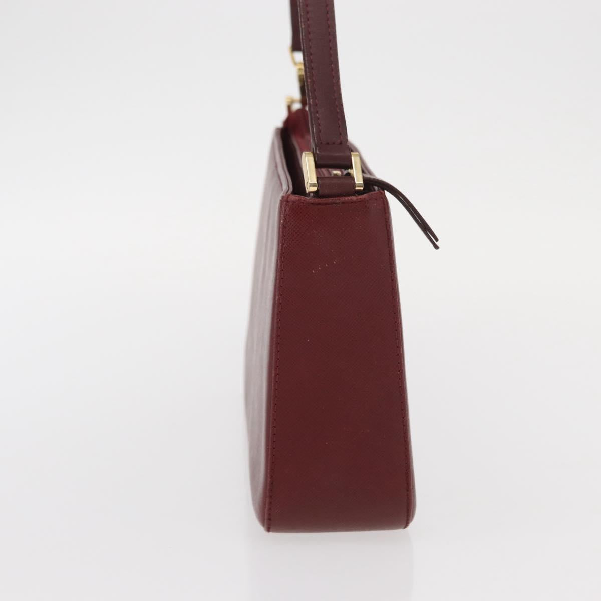 BURBERRY Shoulder Bag Leather Bordeaux Gold Auth BA9233
