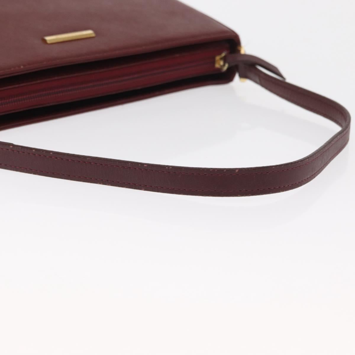 BURBERRY Shoulder Bag Leather Bordeaux Gold Auth BA9233