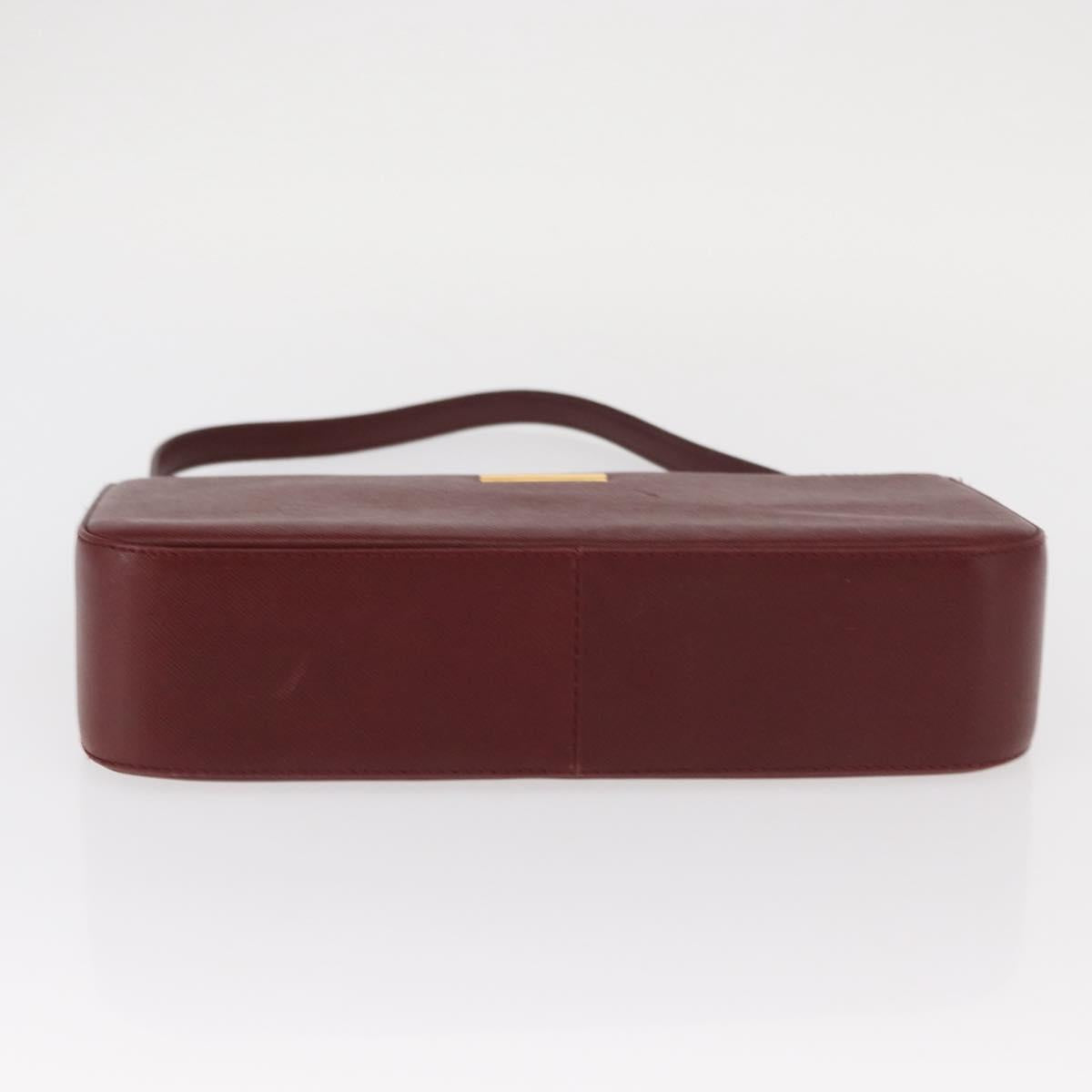 BURBERRY Shoulder Bag Leather Bordeaux Gold Auth BA9233