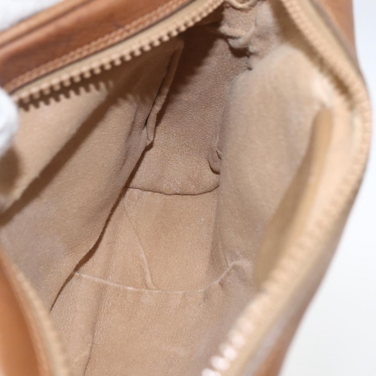 GUCCI Web Sherry Line Shoulder Bag Canvas Beige Gold Auth BA9238