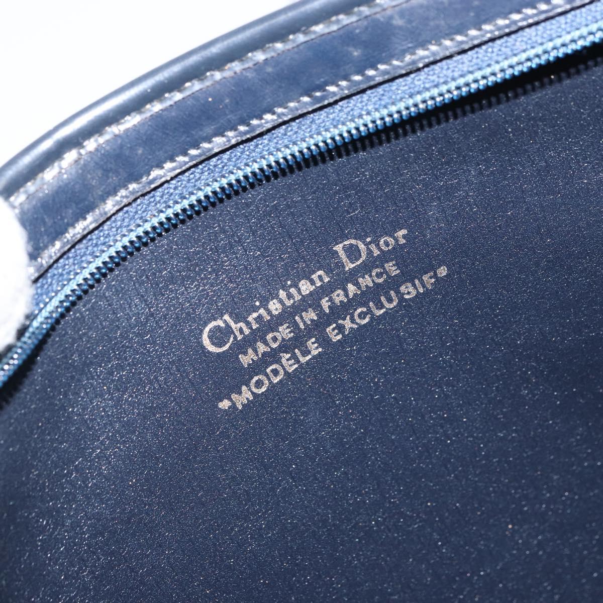 Christian Dior Trotter Canvas Shoulder Bag Navy Gold Auth BA9239