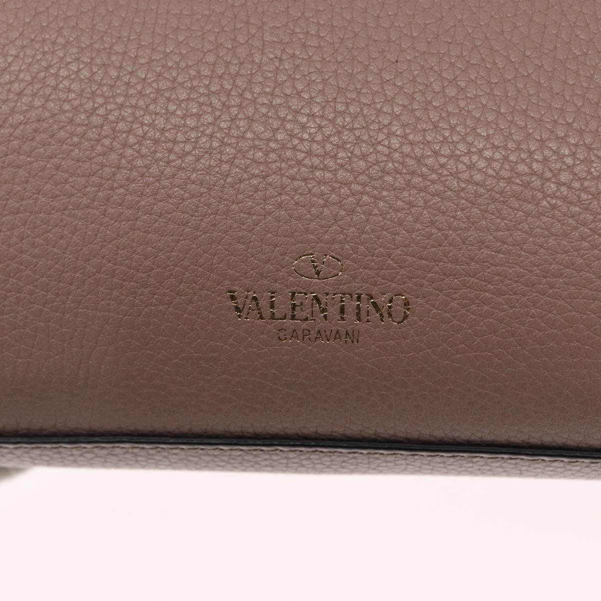 VALENTINO Rock Studs Shoulder Bag Leather Pink Gold Auth BA9244