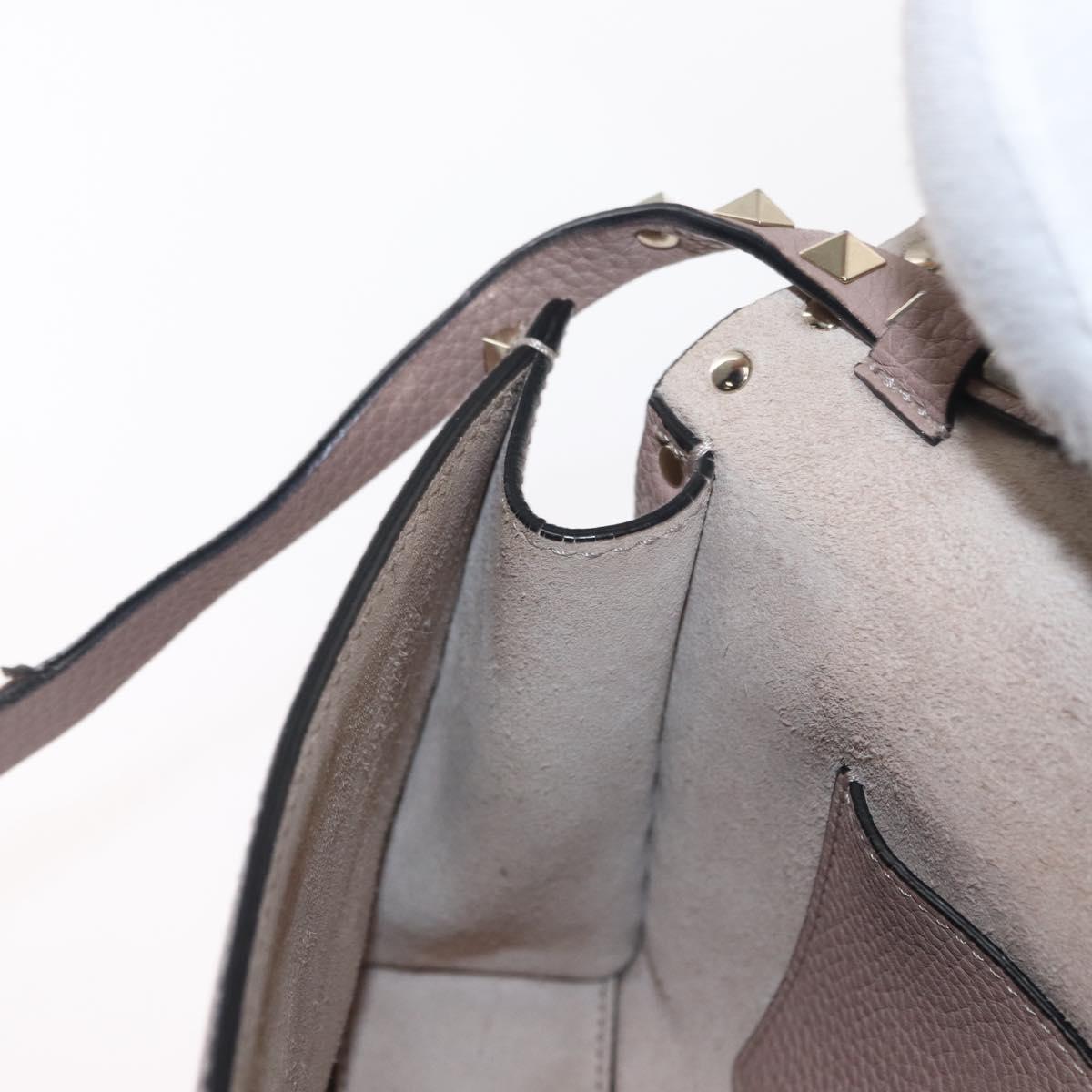 VALENTINO Rock Studs Shoulder Bag Leather Pink Gold Auth BA9244