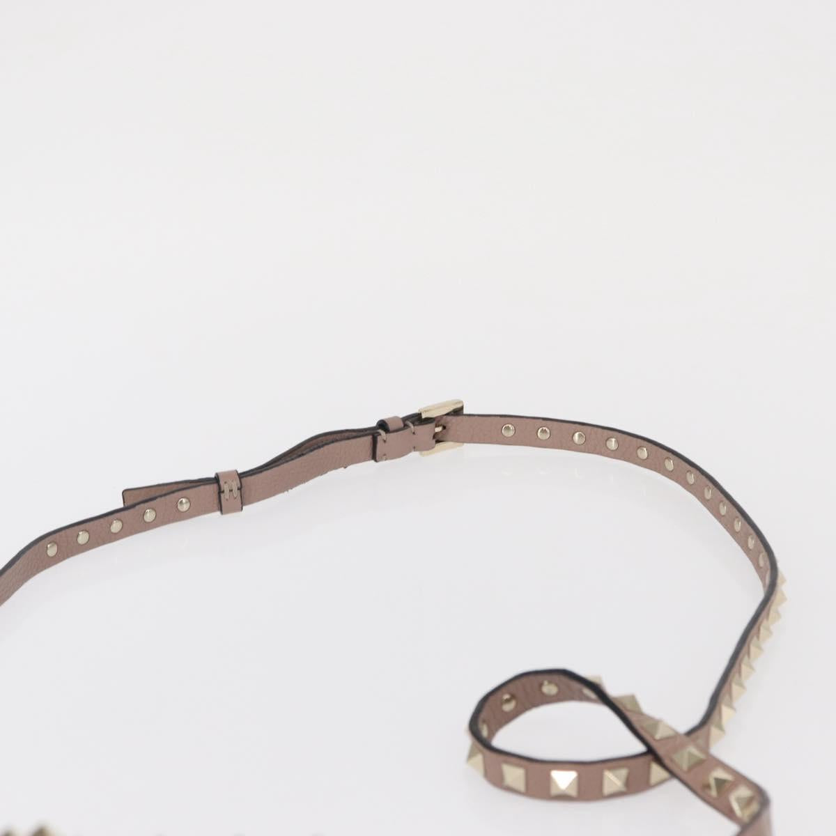 VALENTINO Rock Studs Shoulder Bag Leather Pink Gold Auth BA9244