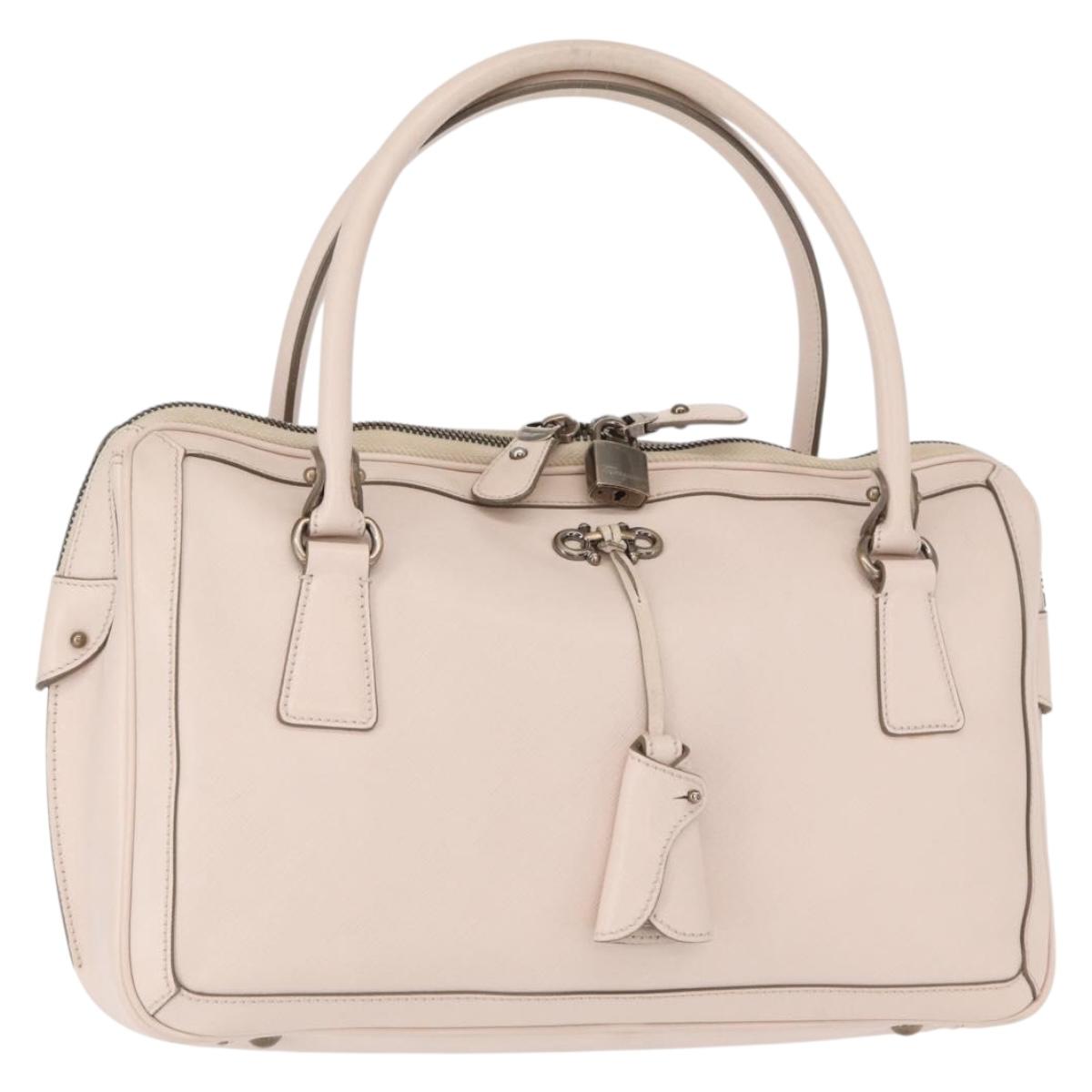 Salvatore Ferragamo Gancini Tote Bag Leather Pink Auth BA9245