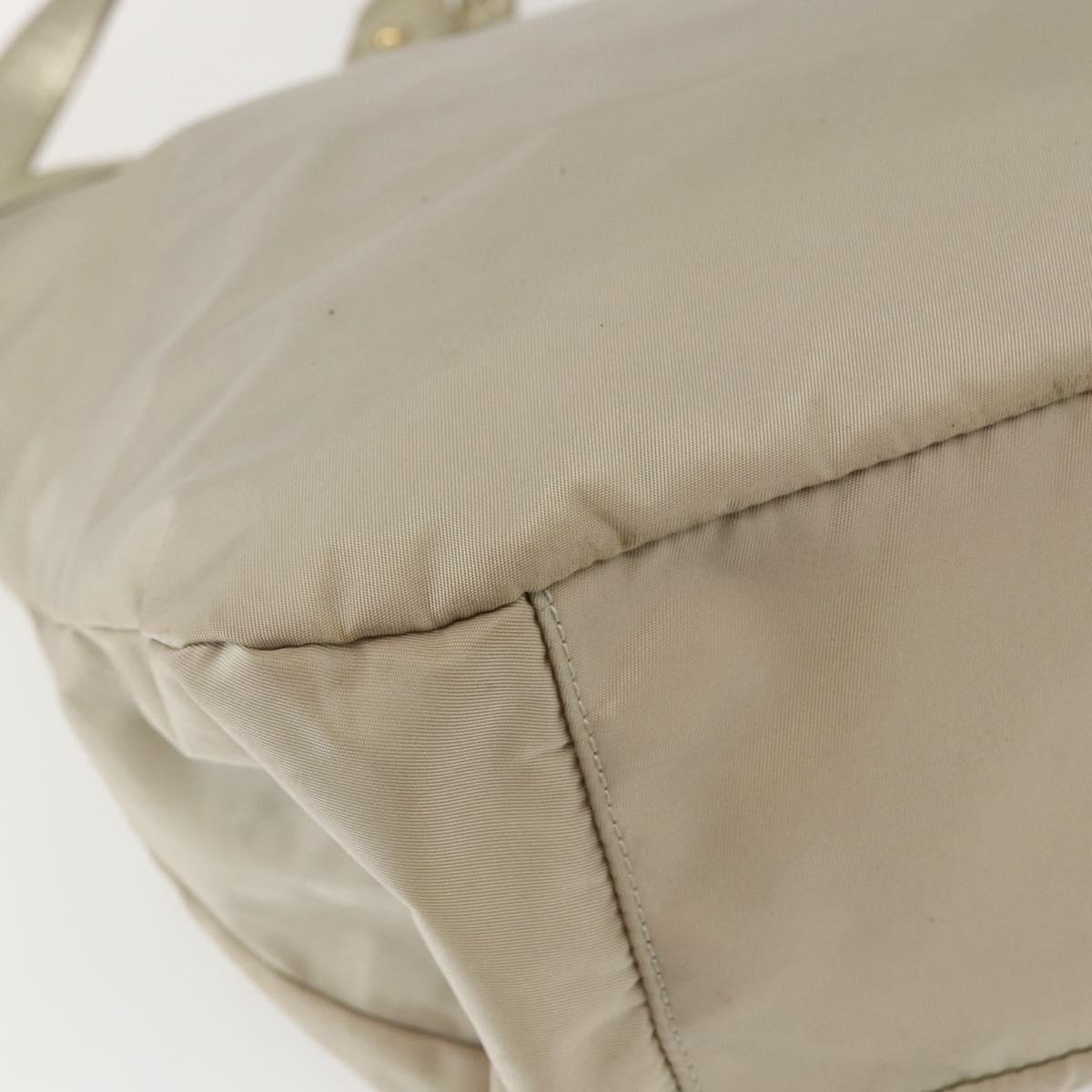 Salvatore Ferragamo Hand Bag Nylon 2way Beige Gold Auth BA9246