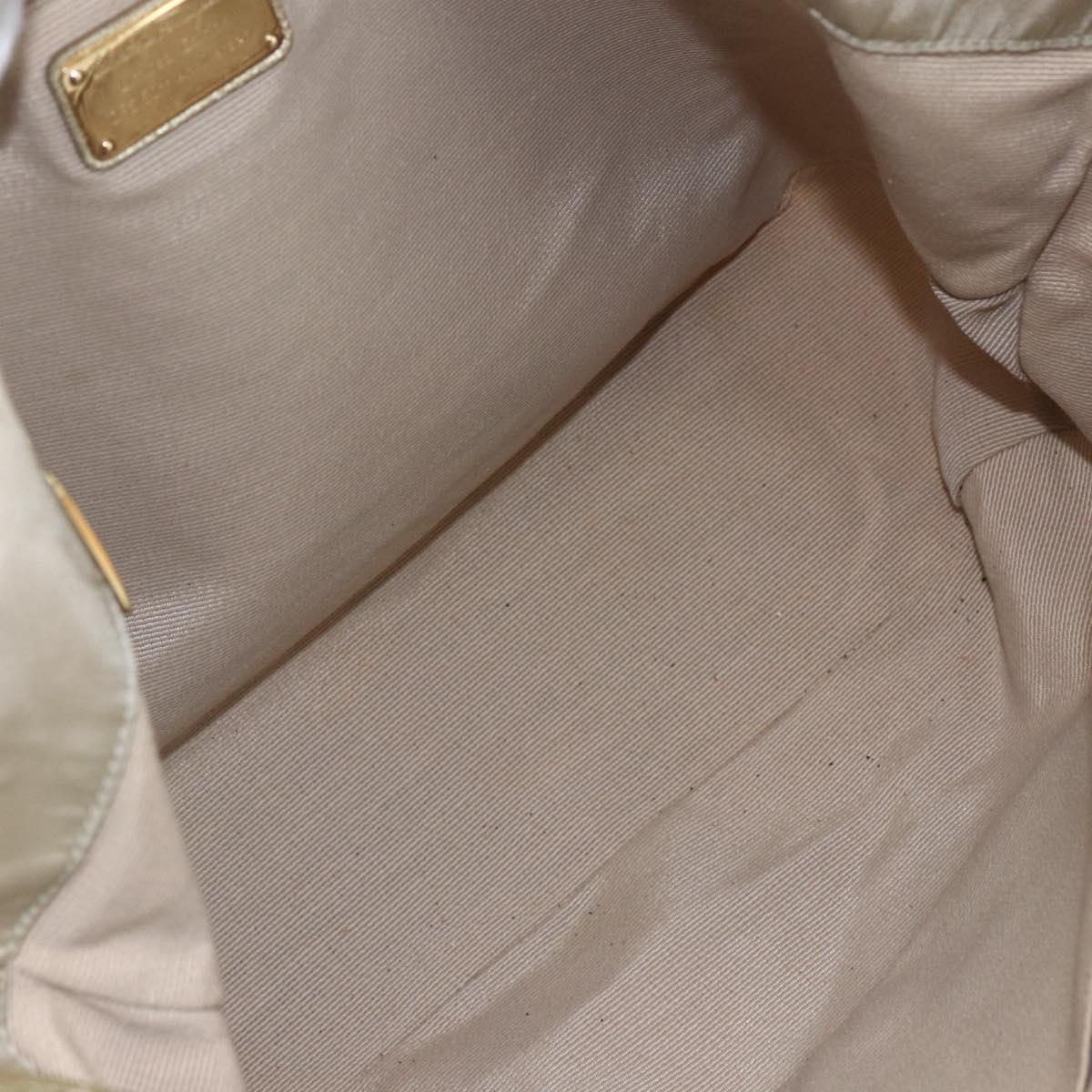 Salvatore Ferragamo Hand Bag Nylon 2way Beige Gold Auth BA9246