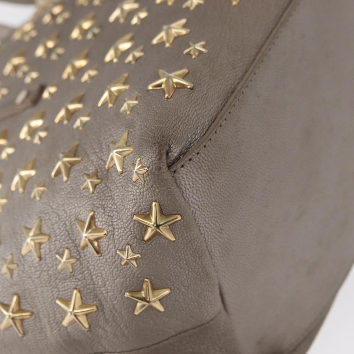 Jimmy Choo Sasha S Tote Bag Leather Silver Gold Auth BA9248