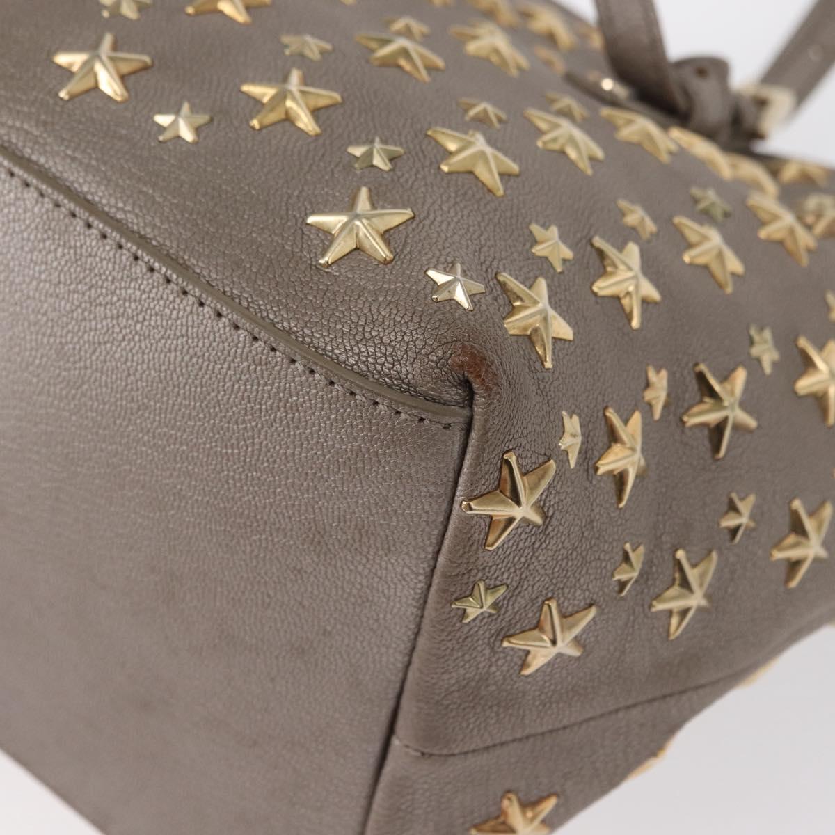 Jimmy Choo Sasha S Tote Bag Leather Silver Gold Auth BA9248