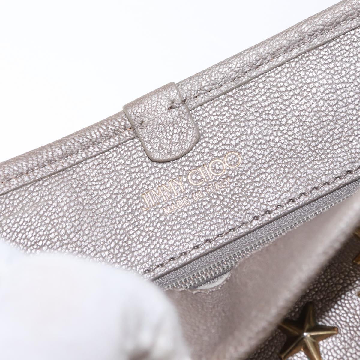 Jimmy Choo Sasha S Tote Bag Leather Silver Gold Auth BA9248