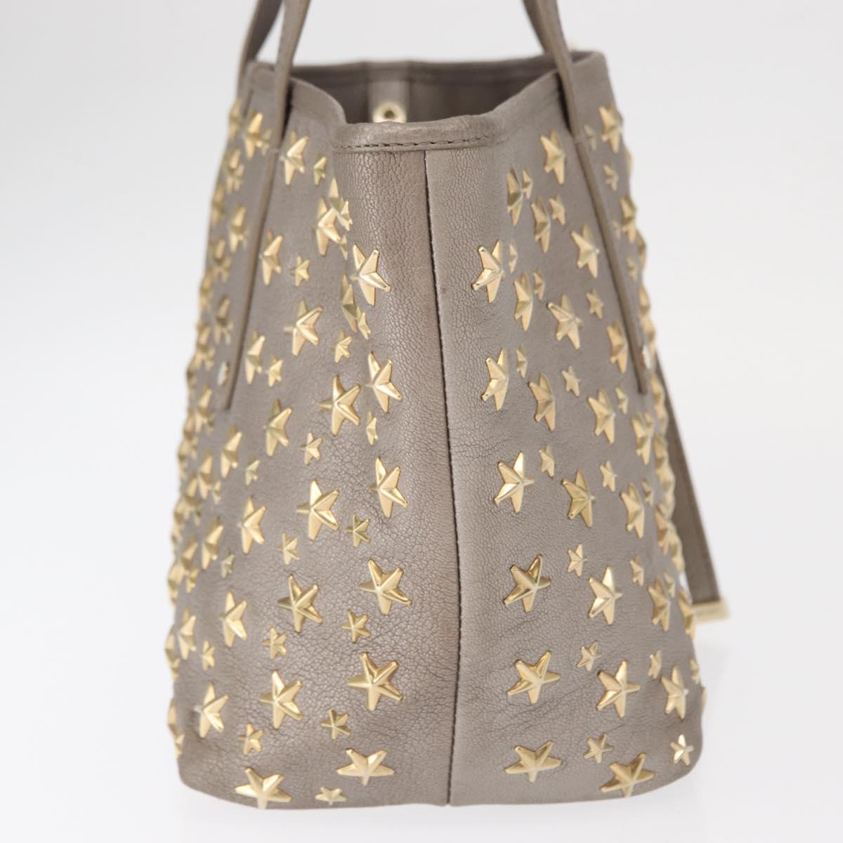 Jimmy Choo Sasha S Tote Bag Leather Silver Gold Auth BA9248