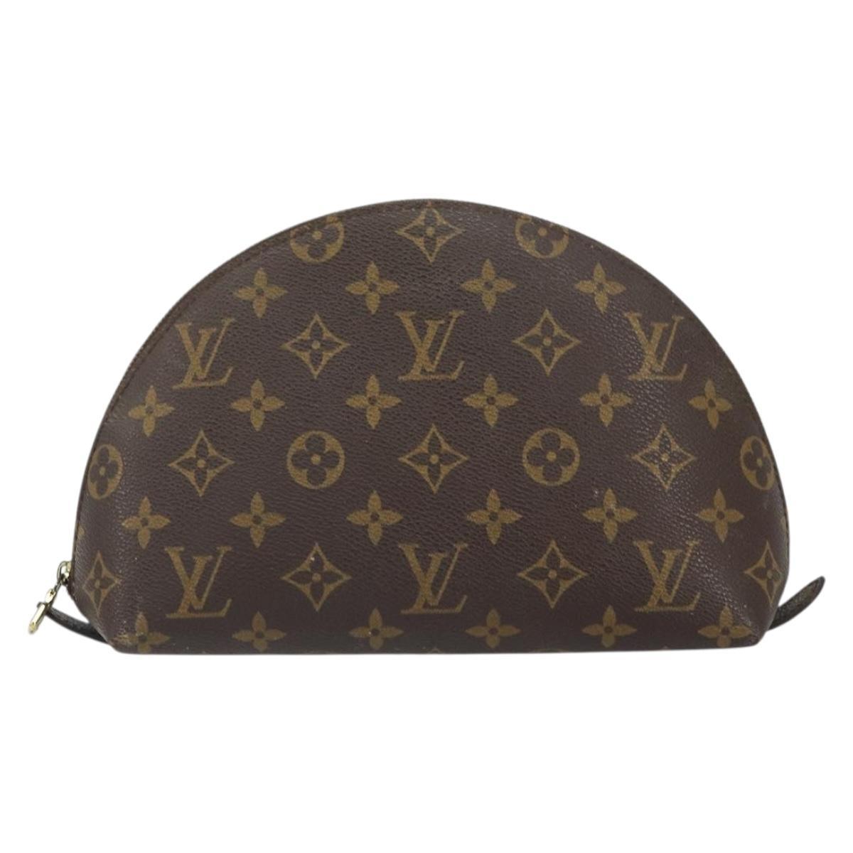 LOUIS VUITTON Monogram Trousse Demi Ronde Cosmetic Pouch M47520 LV Auth BA9256