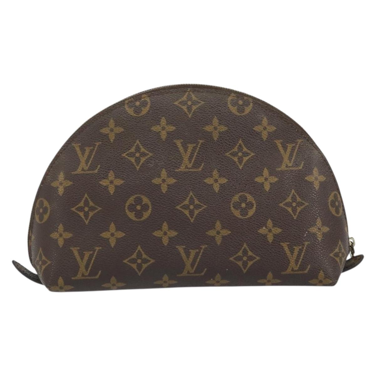 LOUIS VUITTON Monogram Trousse Demi Ronde Cosmetic Pouch M47520 LV Auth BA9256