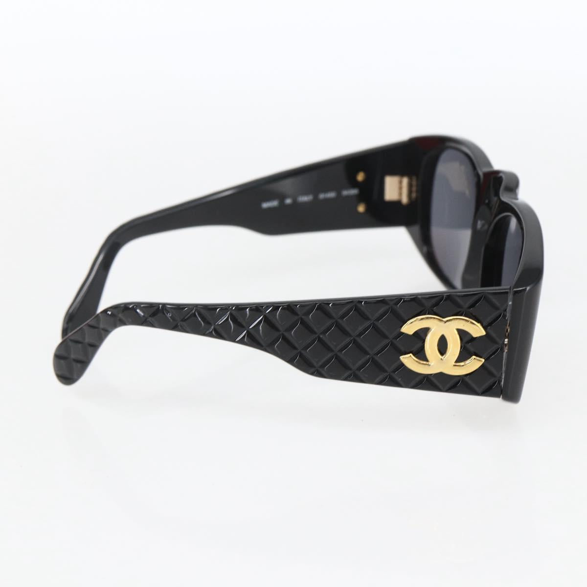 CHANEL Matelasse Sunglasses plastic Black CC Auth BA9264