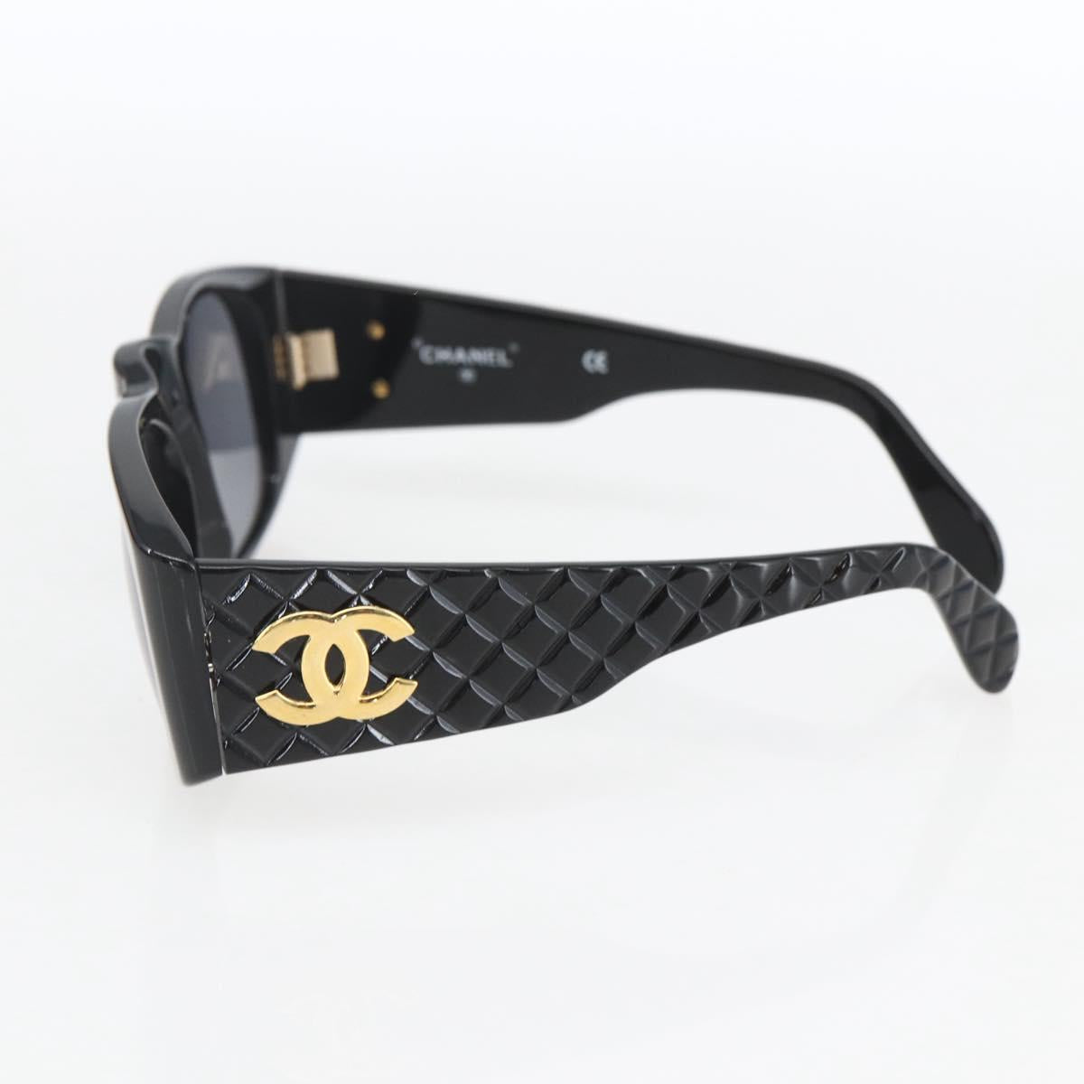 CHANEL Matelasse Sunglasses plastic Black CC Auth BA9264
