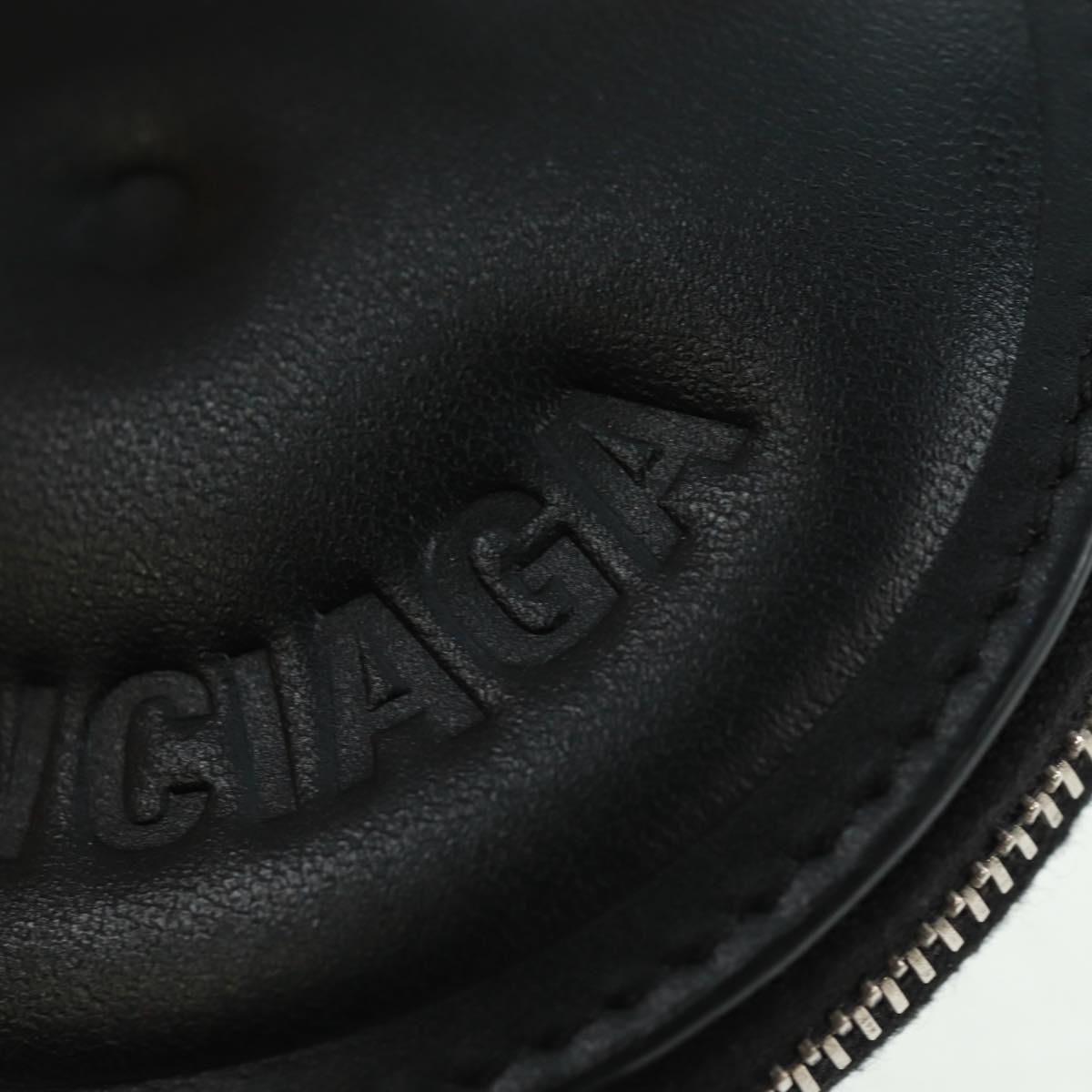 BALENCIAGA Smile Coin Purse Leather Black Silver Auth BA9266V