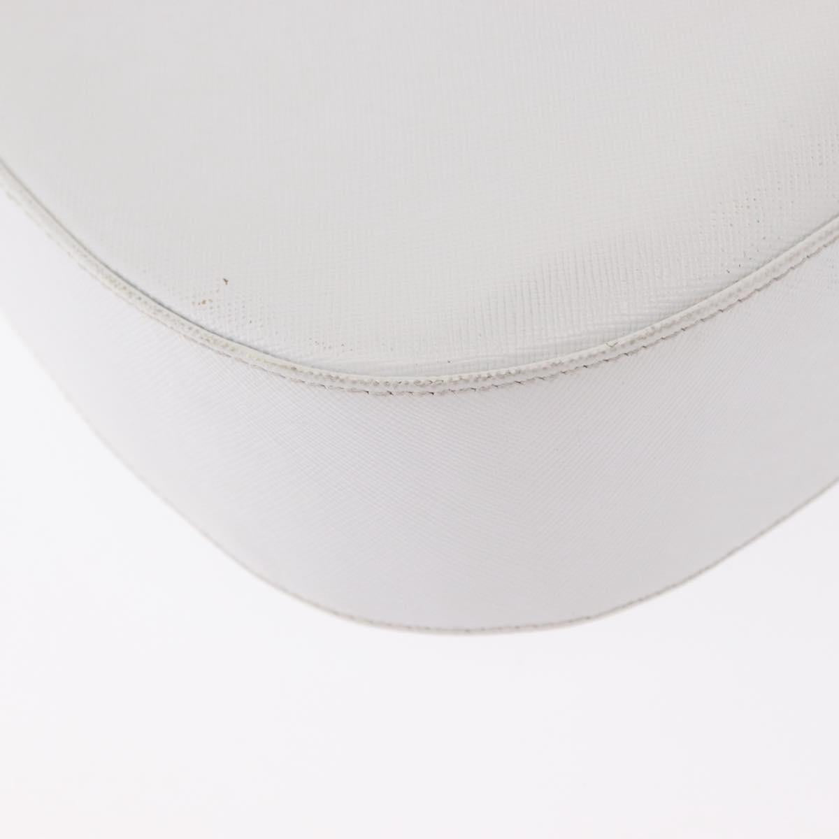 Salvatore Ferragamo Gancini Shoulder Bag Leather White Silver Auth BA9272
