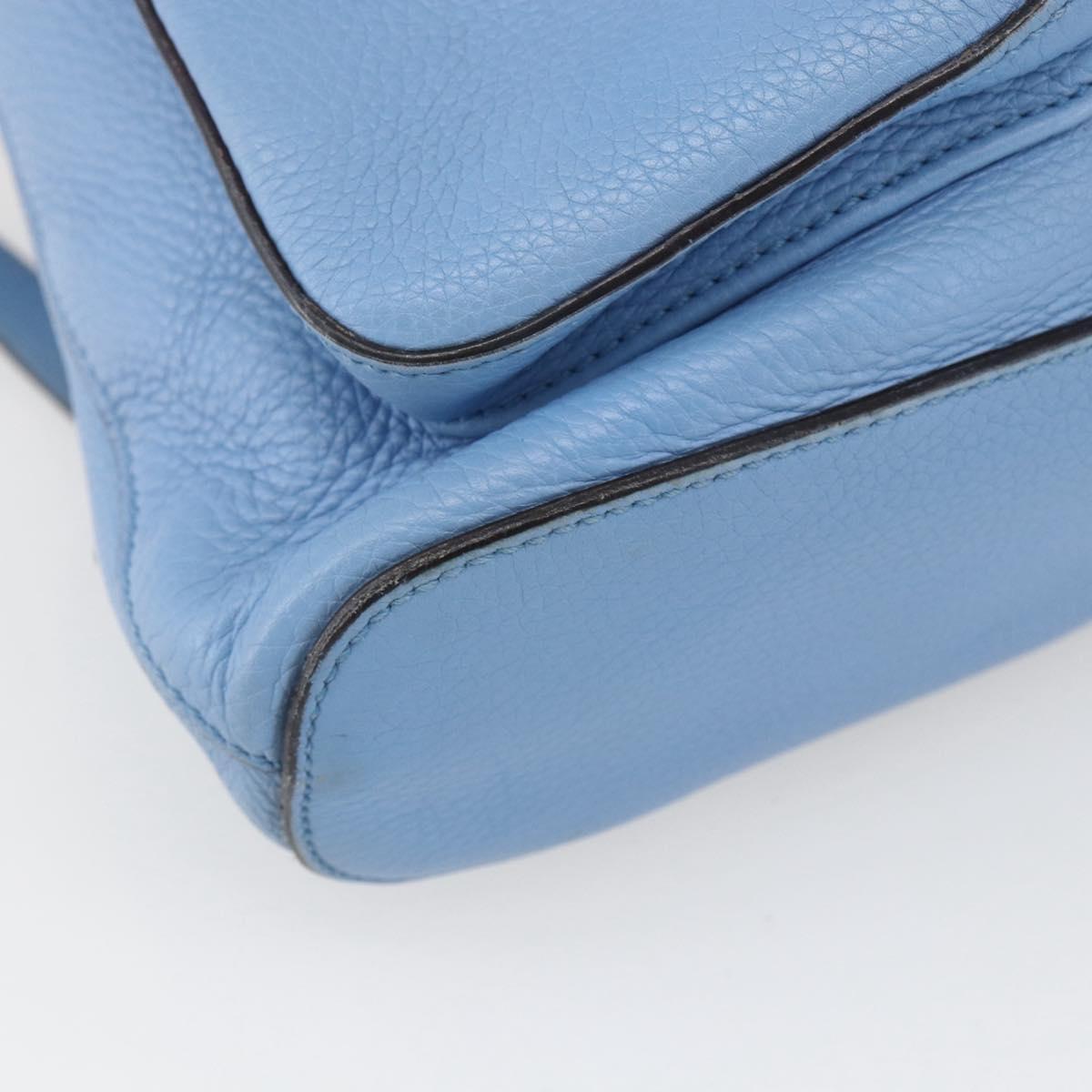 GUCCI Bamboo Backpack Leather Light Blue Silver 370833 Auth BA9273V
