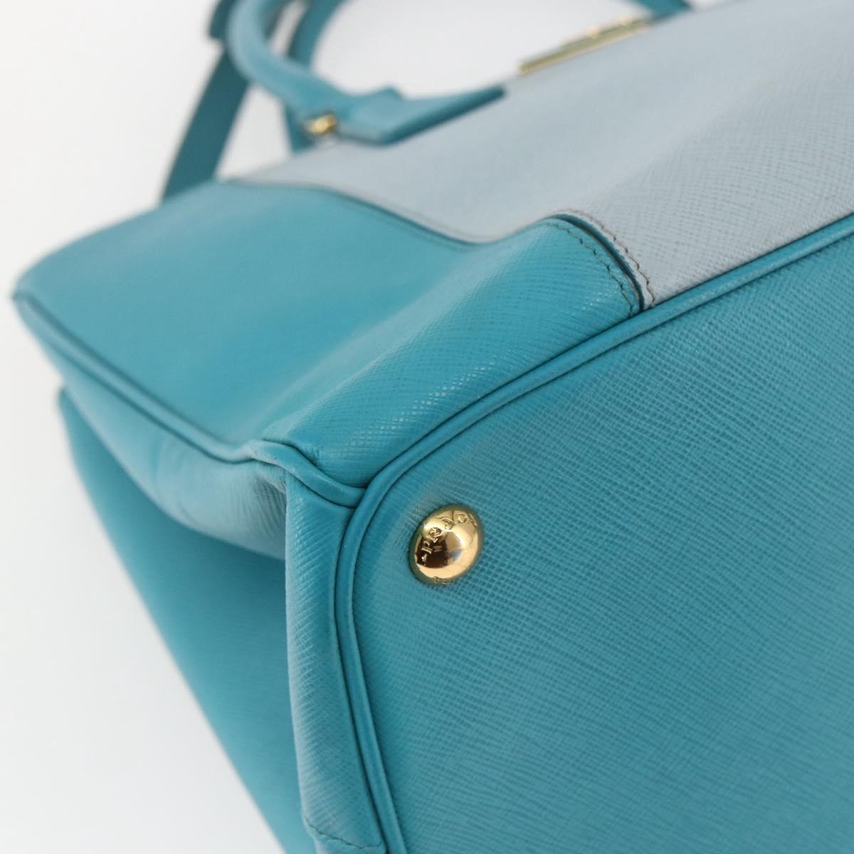PRADA Hand Bag Safiano leather 2way Green Gold Auth BA9274V