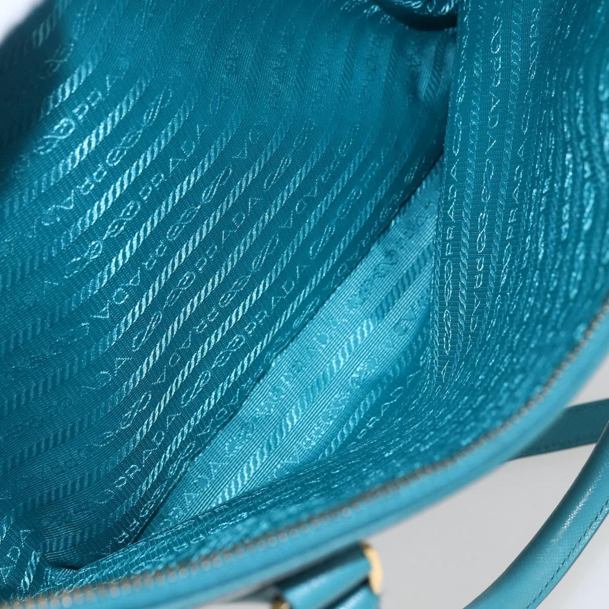 PRADA Hand Bag Safiano leather 2way Green Gold Auth BA9274V