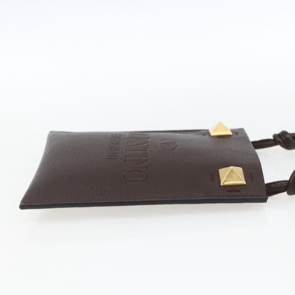 VALENTINO Shoulder Bag Leather Brown Gold Auth BA9280V