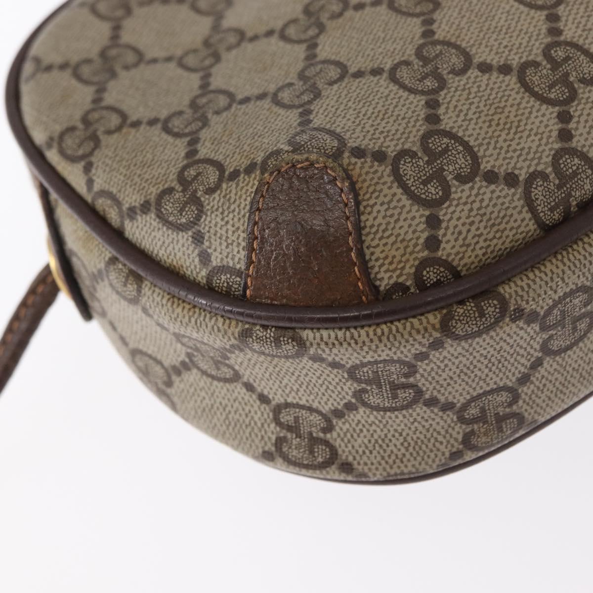 GUCCI GG Supreme Web Sherry Line Bag PVC Beige Gold 156 02 066 Auth BA9285