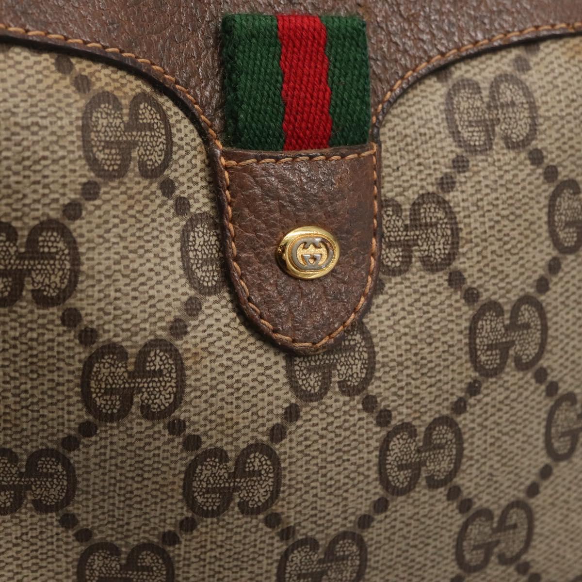 GUCCI GG Supreme Web Sherry Line Bag PVC Beige Gold 156 02 066 Auth BA9285