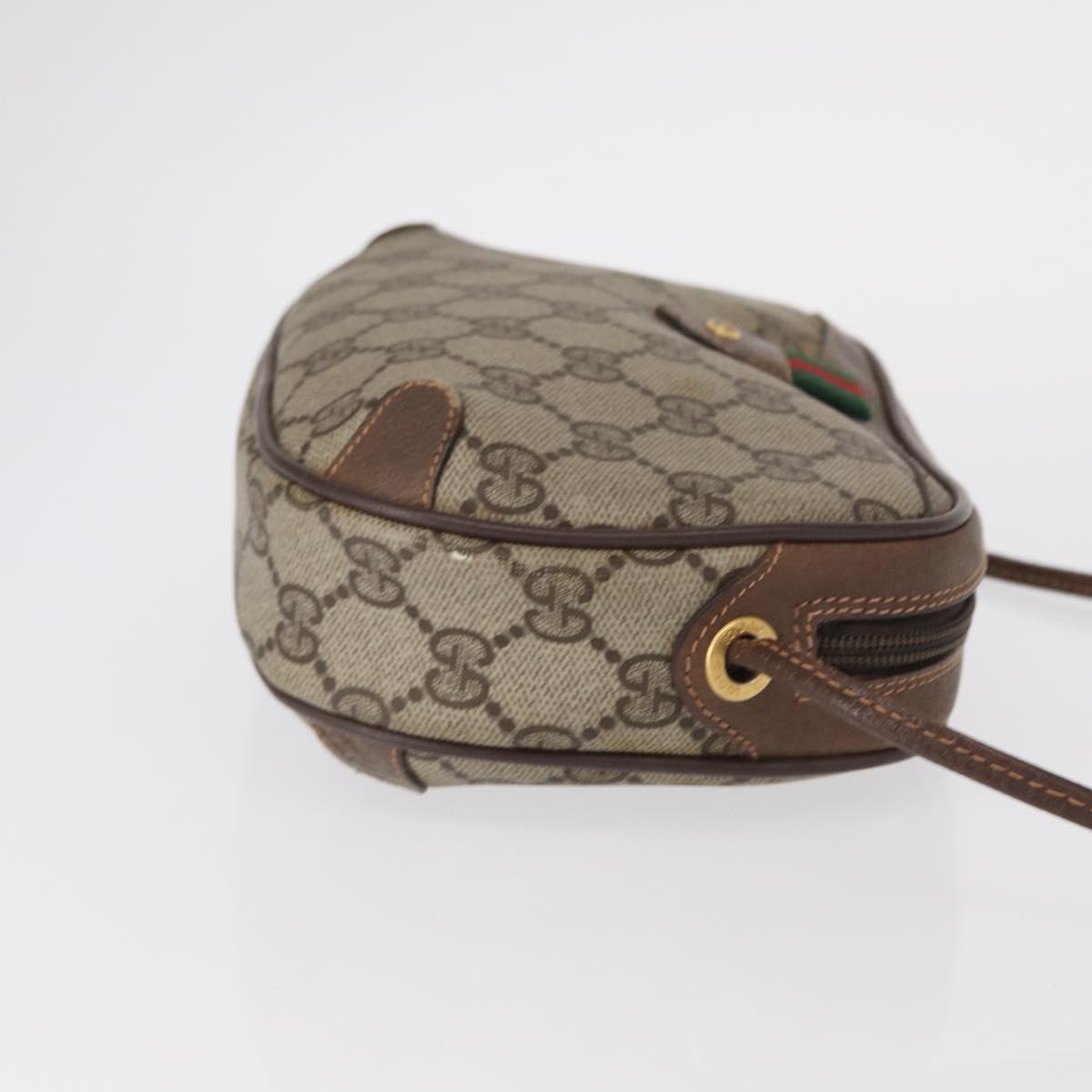 GUCCI GG Supreme Web Sherry Line Bag PVC Beige Gold 156 02 066 Auth BA9285
