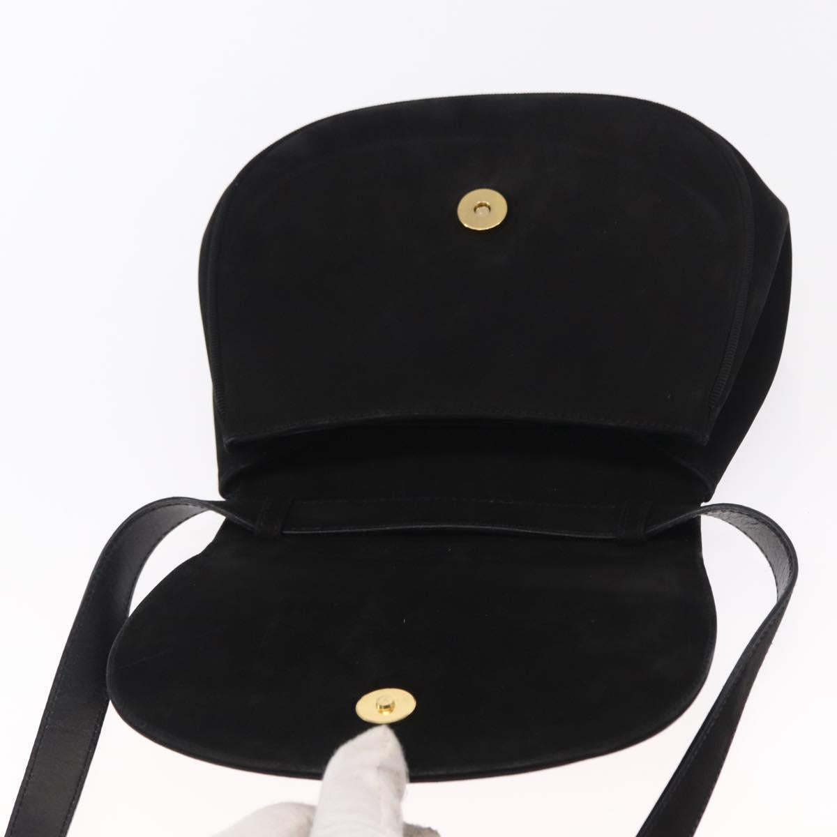 Salvatore Ferragamo Vala Shoulder Bag Suede Black Gold Auth BA9286