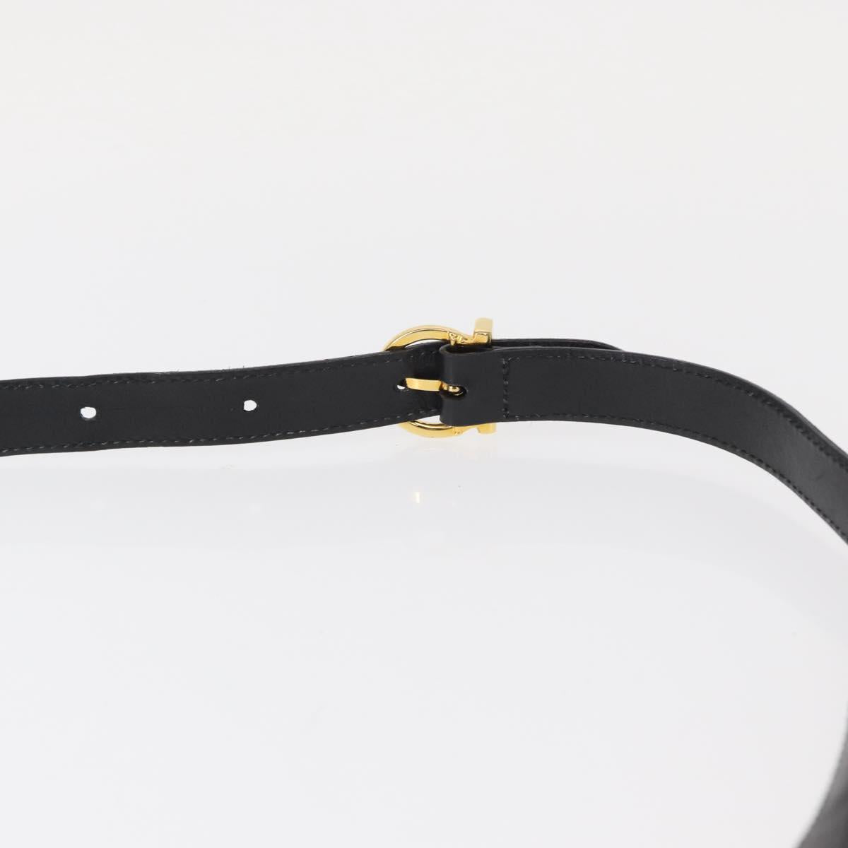 Salvatore Ferragamo Vala Shoulder Bag Suede Black Gold Auth BA9286