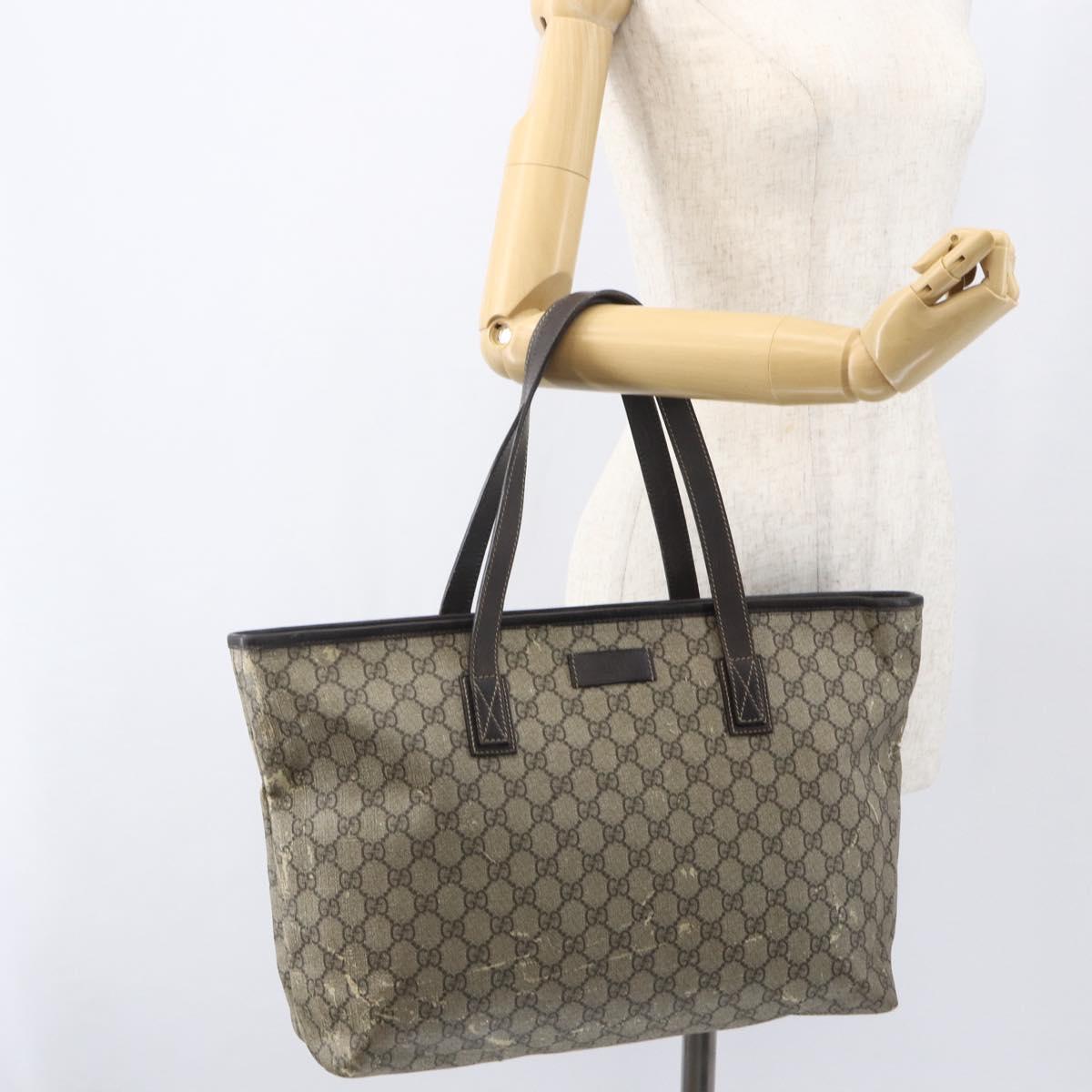 GUCCI GG Supreme Tote Bag PVC Beige 211137 Auth BA9292