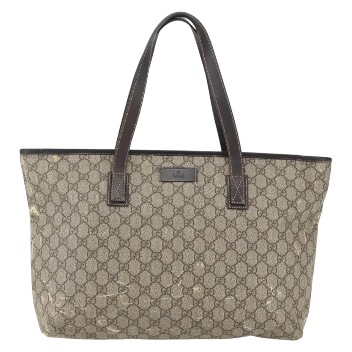 GUCCI GG Supreme Tote Bag PVC Beige 211137 Auth BA9292