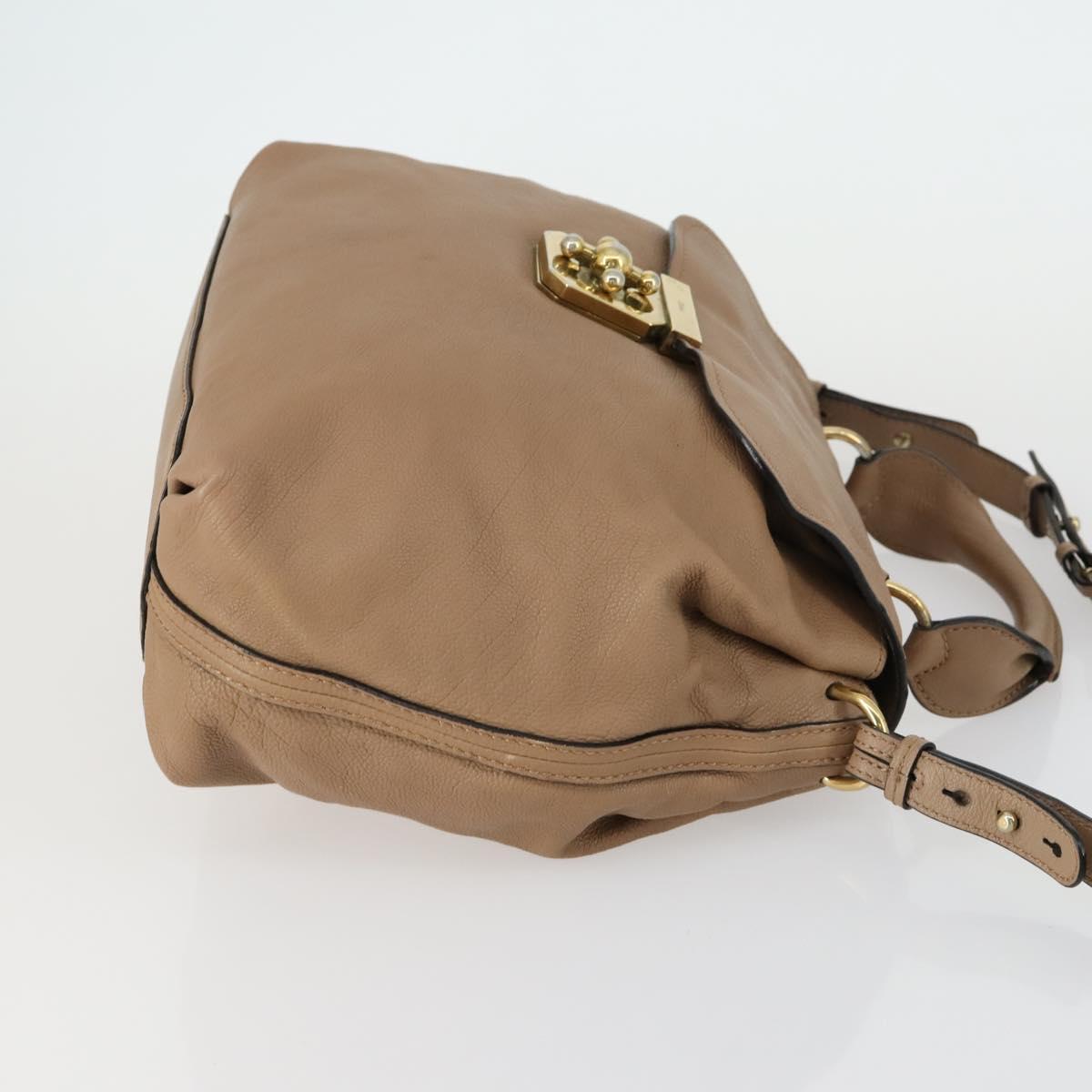 Chloe Elsie Hand Bag Leather 2way Beige Gold Auth BA9293
