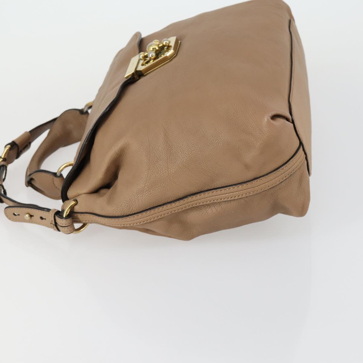 Chloe Elsie Hand Bag Leather 2way Beige Gold Auth BA9293