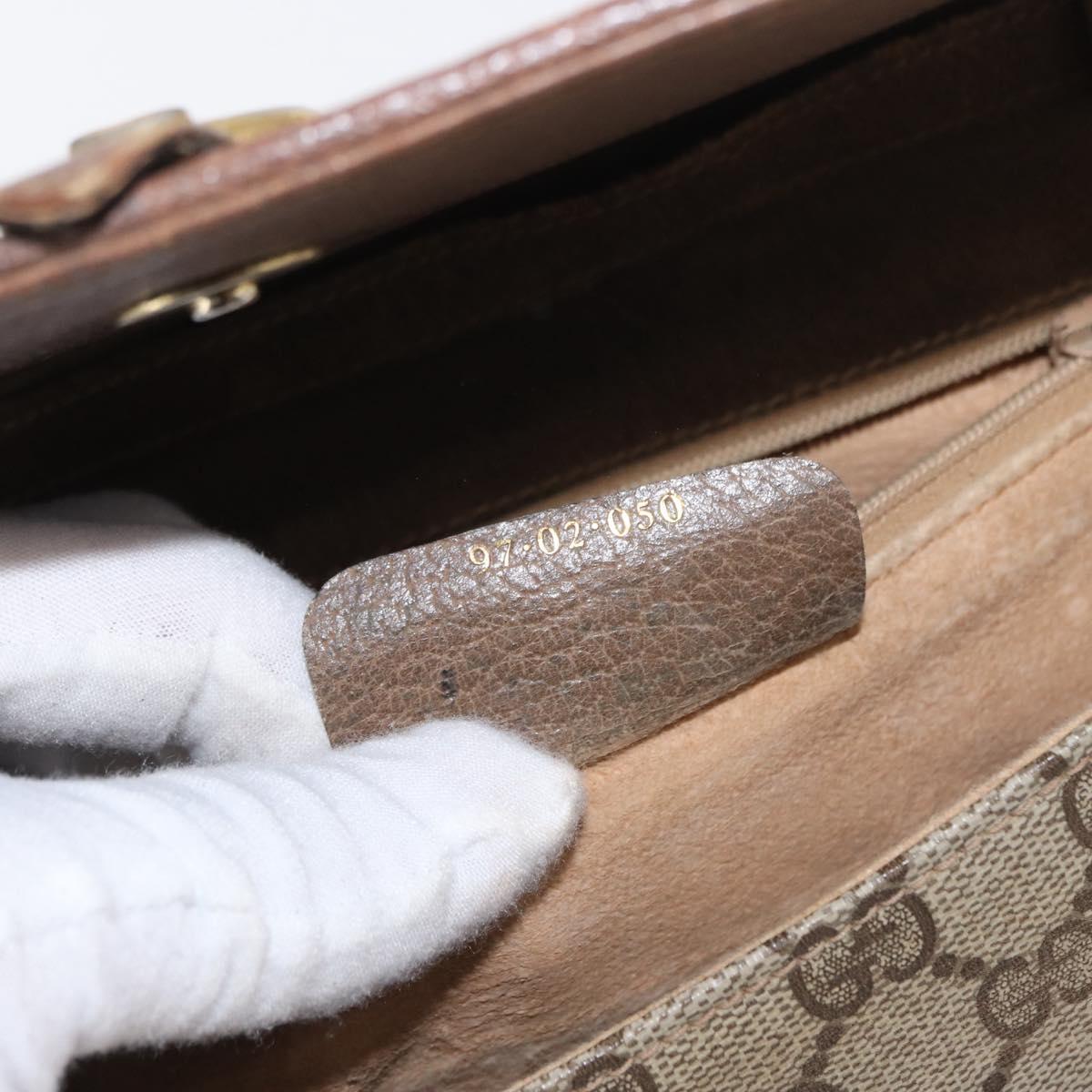 GUCCI GG Supreme Shoulder Bag PVC Beige Gold Auth BA9294
