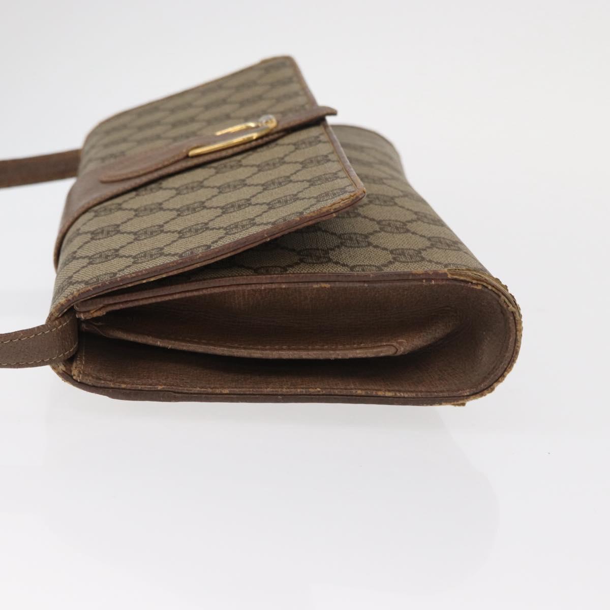 GUCCI GG Supreme Shoulder Bag PVC Beige Gold Auth BA9294