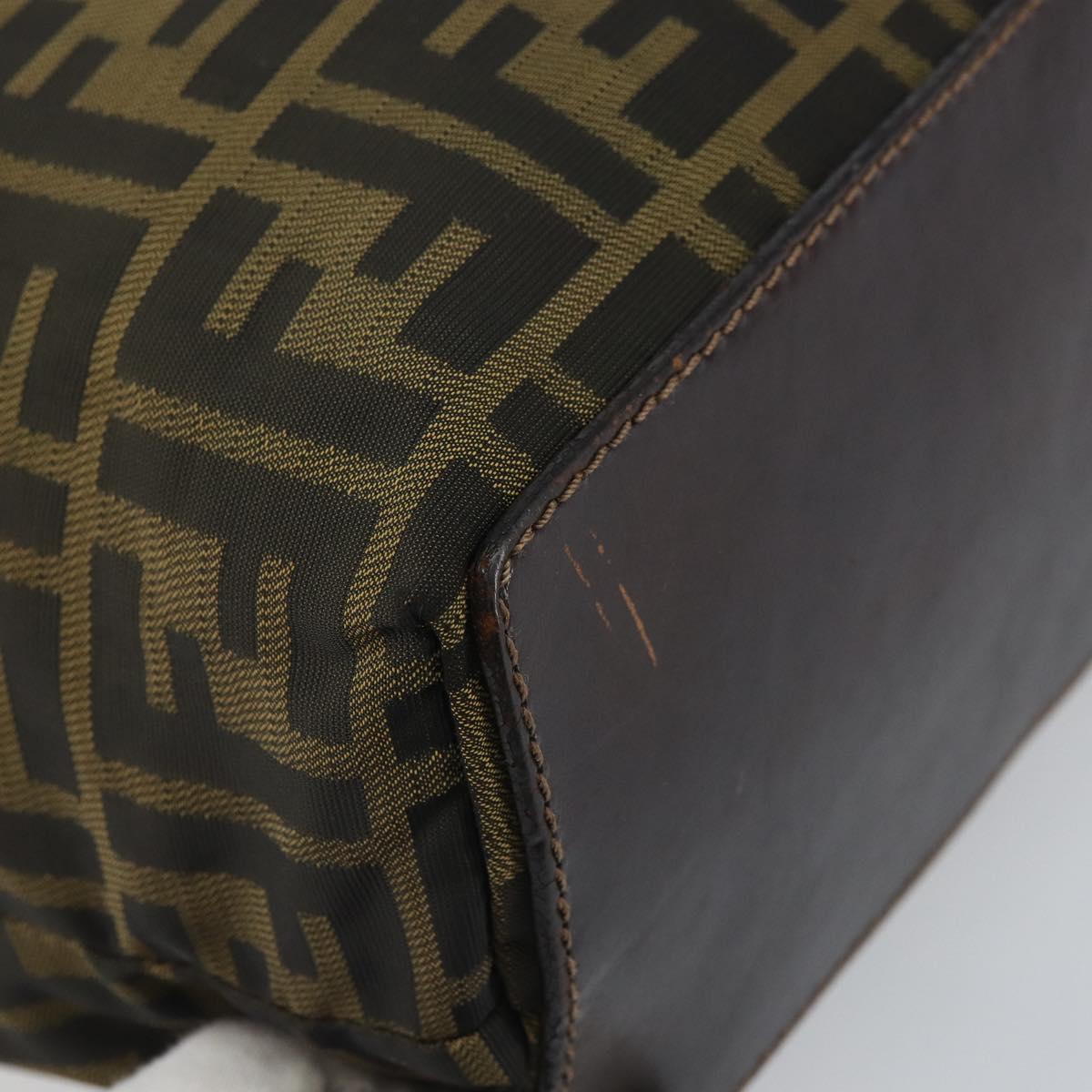 FENDI Zucca Canvas Hand Bag Brown Black Auth BA9302