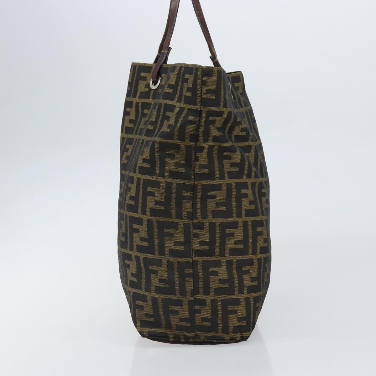 FENDI Zucca Canvas Hand Bag Brown Black Auth BA9302