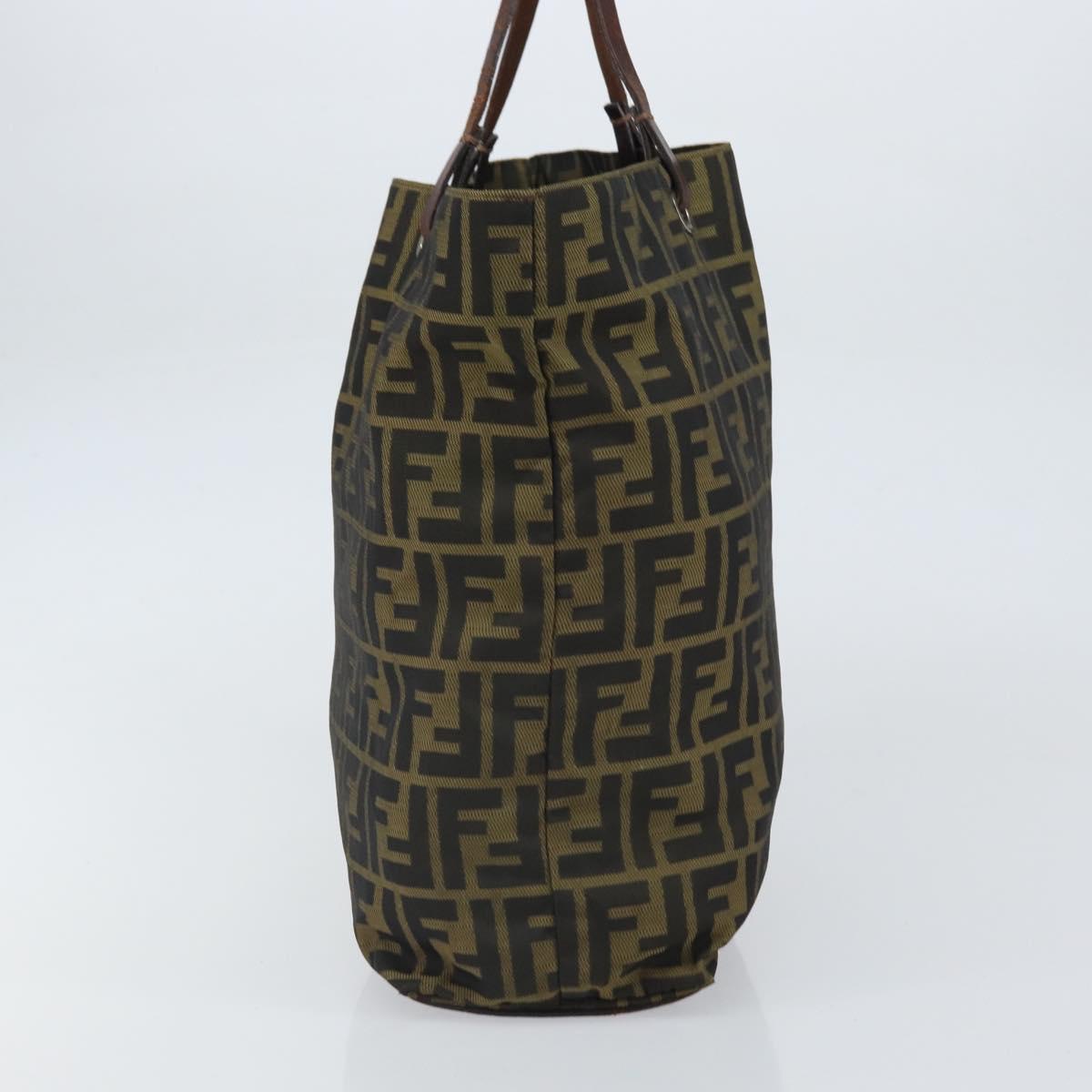 FENDI Zucca Canvas Hand Bag Brown Black Auth BA9302