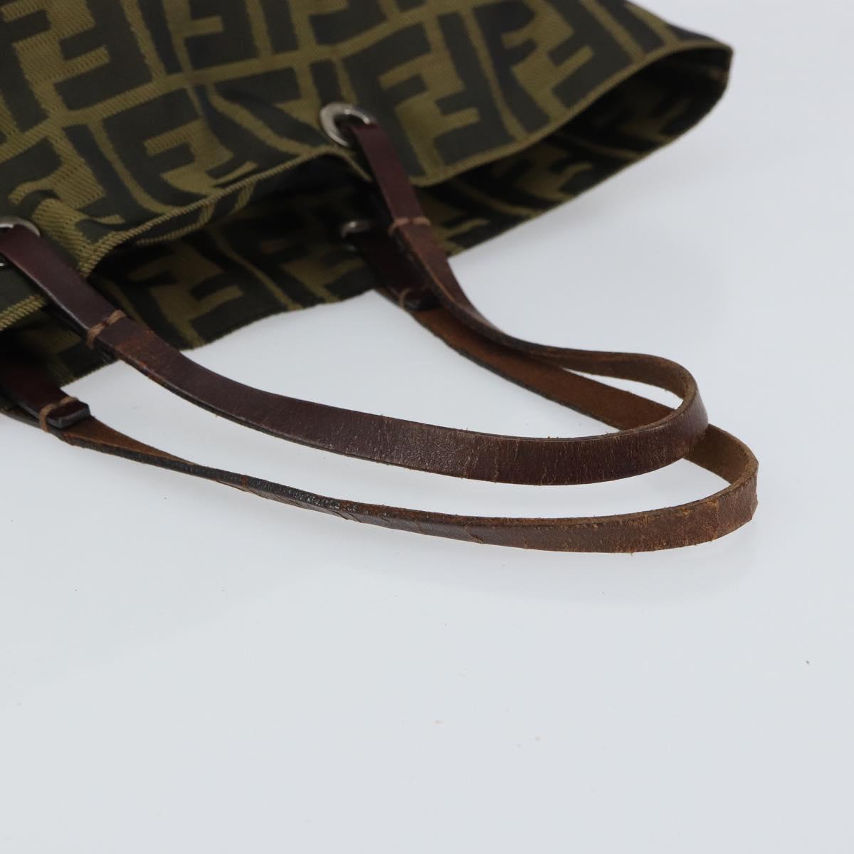 FENDI Zucca Canvas Hand Bag Brown Black Auth BA9302