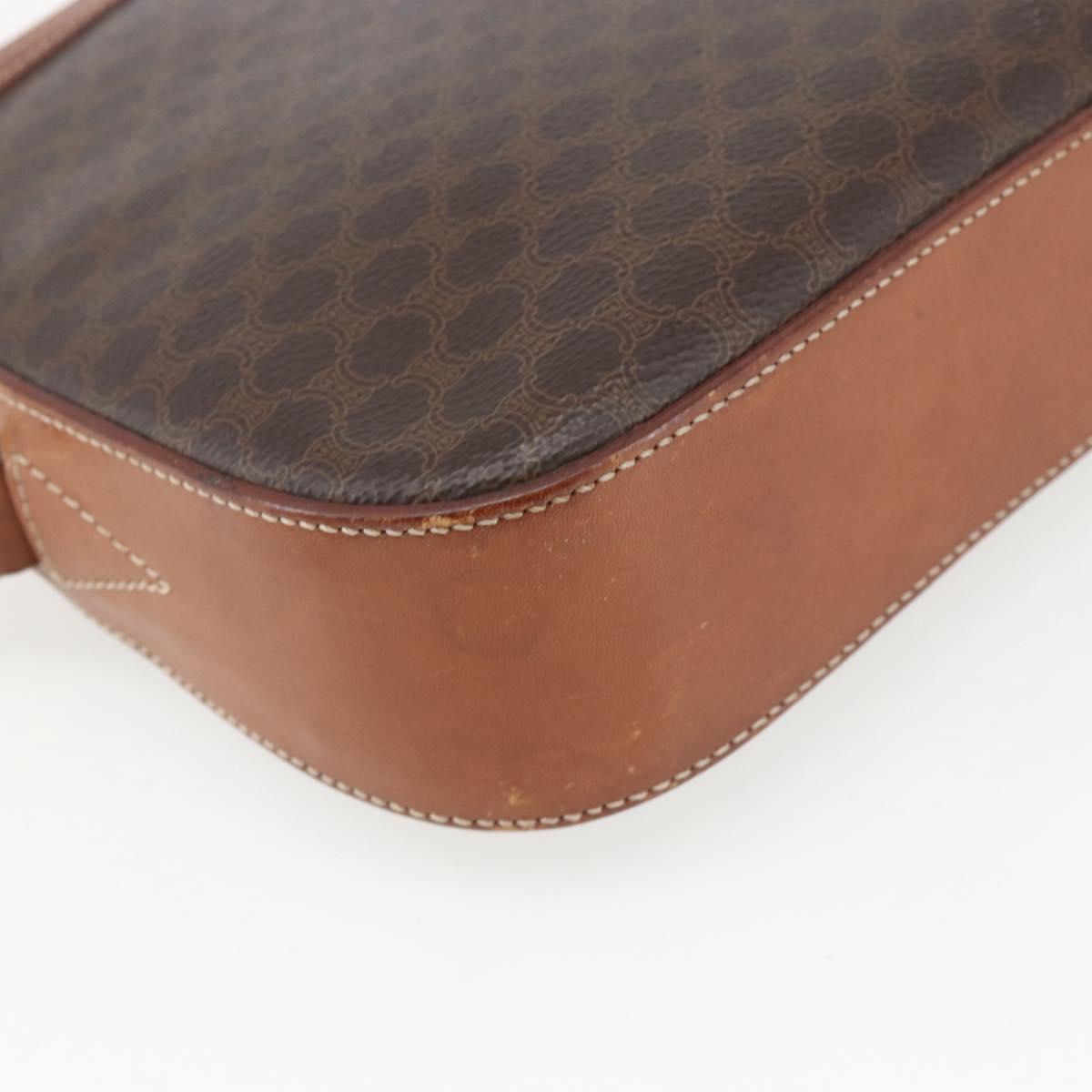 CELINE Macadam Canvas Shoulder Bag PVC Leather Brown Gold Auth BA9314