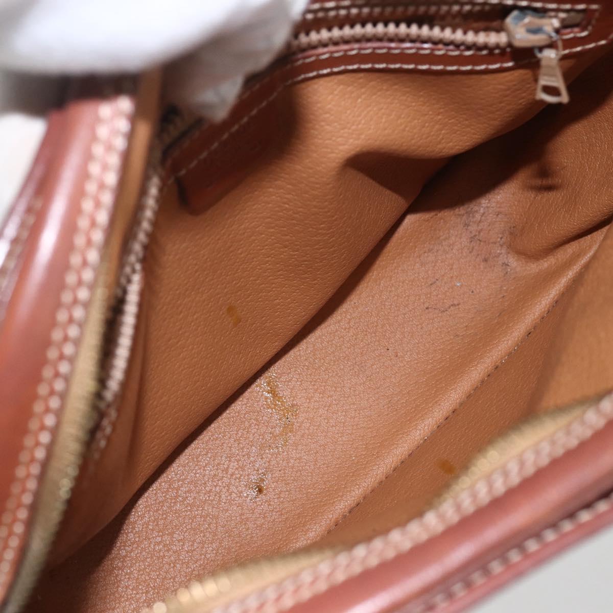 CELINE Macadam Canvas Shoulder Bag PVC Leather Brown Gold Auth BA9314