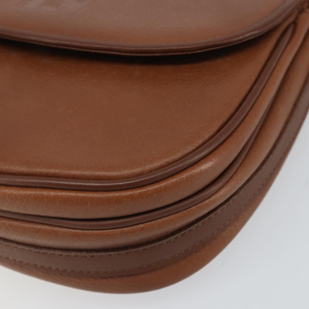 Burberrys Shoulder Bag Leather Brown Gold Auth BA9317